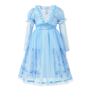 Dreampartybox迪士尼艾莎公主裙洋气小公主冬装女童连衣裙爱莎裙