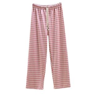 德绒睡裤女秋冬季加绒保暖休闲裤宽松大码格子长裤慵懒家居服裤子