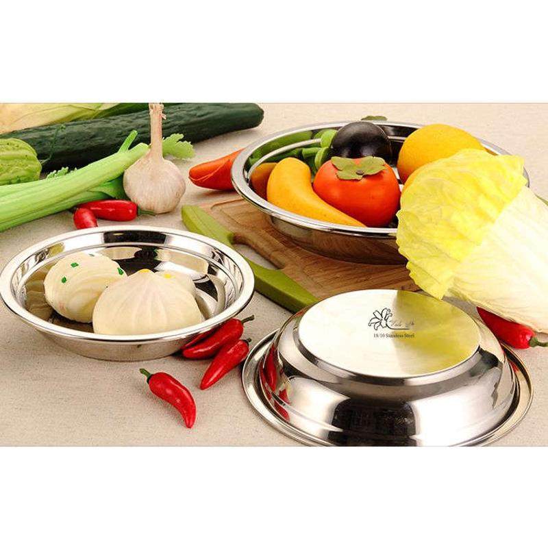 304不锈钢碟子盘子菜碟子圆盘平盘鱼盘酱油碟菜盘家用14-26cm