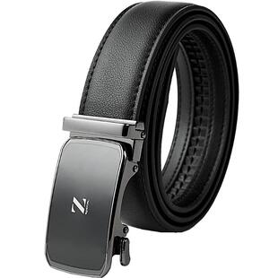 HLA/海澜之家Z字扣头通勤皮带2026新款商务自动扣黑色花纹腰带男