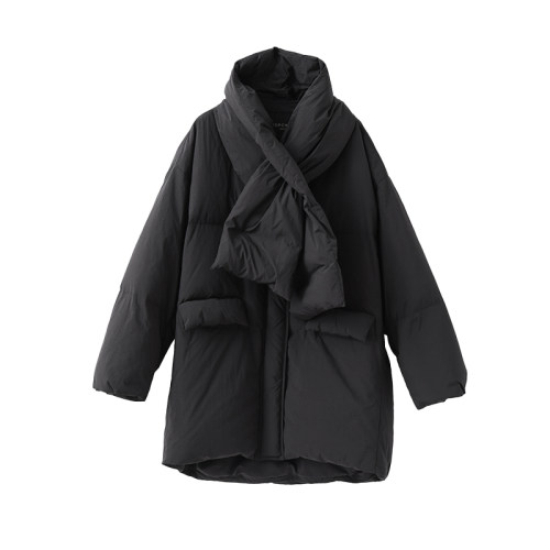 【到手990元】围巾羽绒服设计感90白鸭绒小个子短款面包服外套女