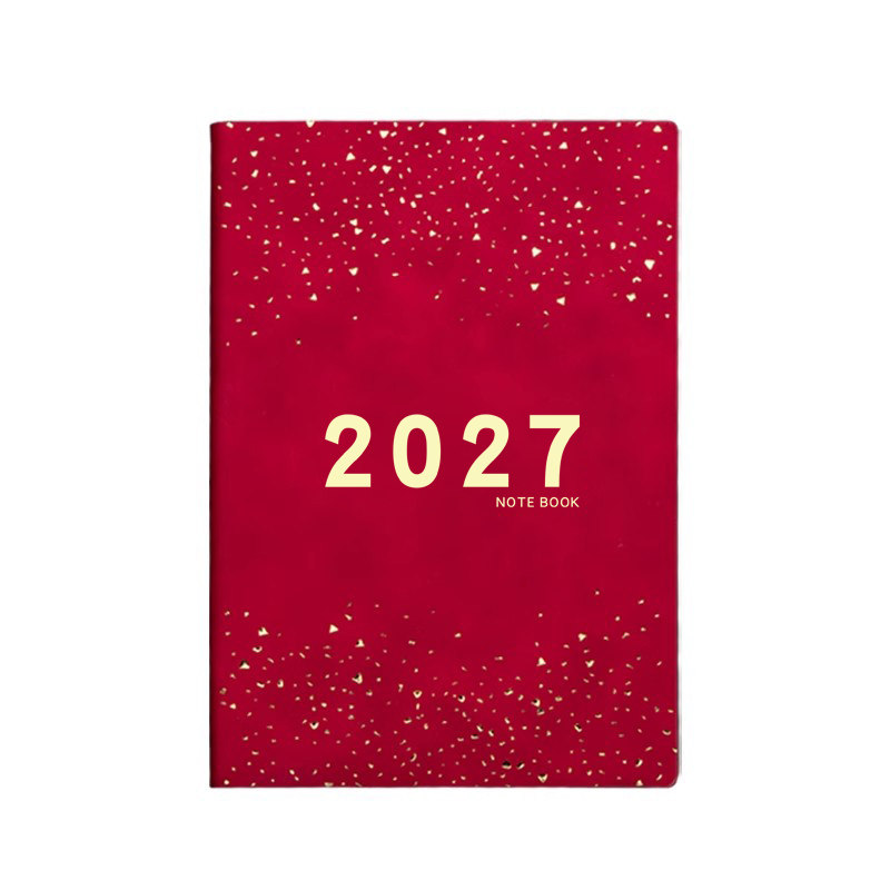 2027年日程本a5笔记本本子定制高颜值效率手册商务时间管理记事本日历计划本自律打卡学生红色软皮定制笔记本