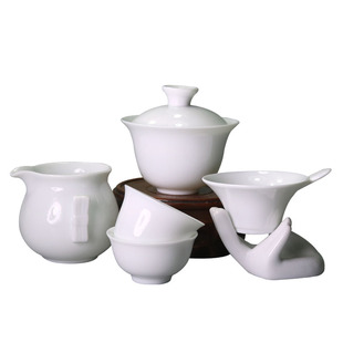 经典德化高白瓷功夫茶具｜优质白瓷盖碗公道杯茶海茶杯茶漏茶滤架