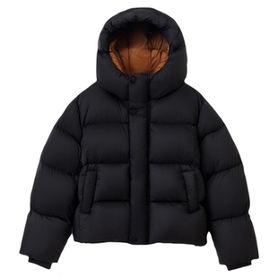 红豆儿童羽绒服鸭绒男童女童短款连帽加厚保暖面包服黑色厚外套Y