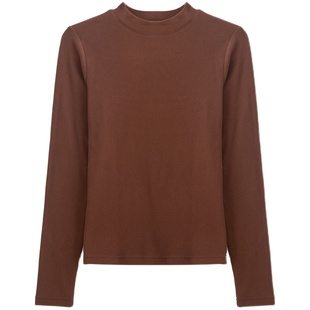 DOROTHY丨短款修身半高领螺纹打底衫女2023新款秋冬保暖内搭上衣