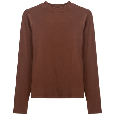 短款修身半高领螺纹打底衫