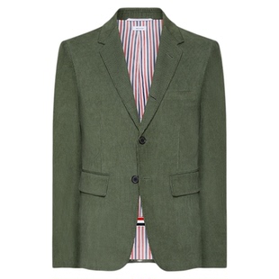 [24期免息]THOM BROWNE 2025秋冬男士经典绿色灯芯绒西装外套