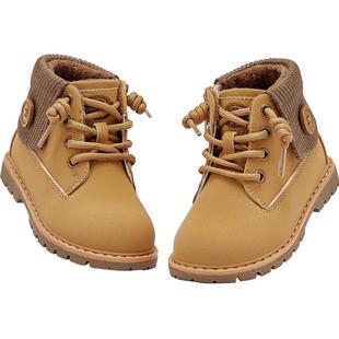 戴维贝拉女童靴子儿童皮靴棉鞋男童新款冬季宝宝棉靴加绒保暖