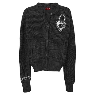 DETW 25AW*“请打开我的心锁”粗针织开衫高级外套廓形设计感毛衣