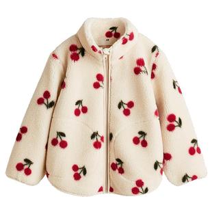 HM童装女童外套冬季泰迪绒立领冬装保暖拉链夹克1306338