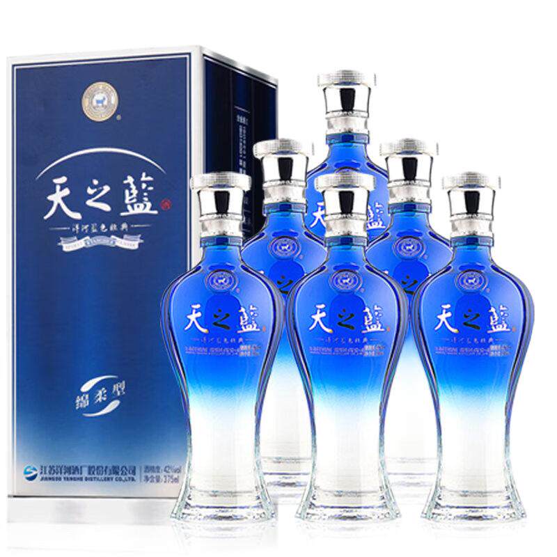洋河天之蓝42度375ml*6瓶白酒