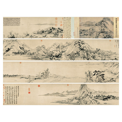 黄公望富春山居图全长水墨画