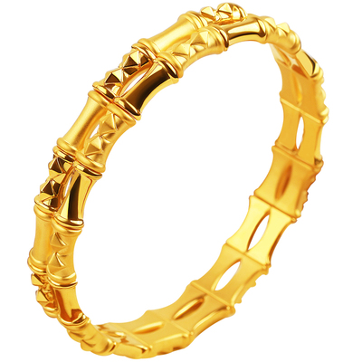 竹节弹力时尚足金婚嫁礼物手镯