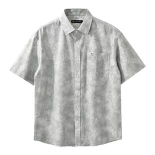 保罗彼得2026夏季新款男100%纯棉衬衫印花透气短袖上衣CXFBC00670