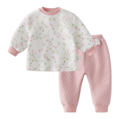 儿童内衣套装3女童冬装夹棉小男童保暖秋衣秋裤5两岁宝宝秋冬睡衣