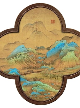新中式千里江山图玄关走道装饰画