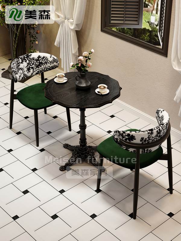 中古风桌椅组合法式复古咖啡店自助西餐厅甜品实木简餐饮桌子商用