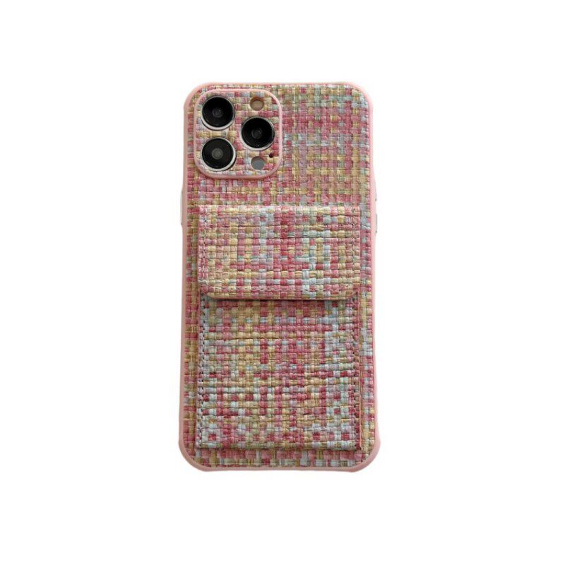 编织纹卡包适用iPhone16promax手机壳16pro苹果皮质15全包15pm高档14零钱包14plus小香风13新