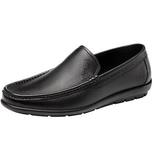 奥康男鞋春秋款流行真皮乐福鞋男士透气软底一脚蹬舒适休闲皮鞋