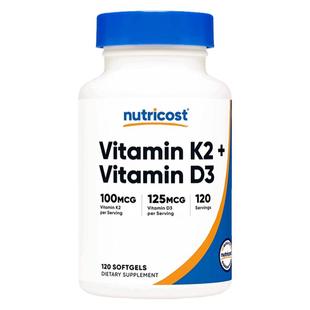 Nutricost 维生素K2+D3维生素D强健骨骼关节牙齿钙入骨120粒 直邮
