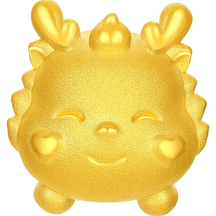 潮宏基小福龙宝宝龙足金串珠黄金挂坠转运珠生肖礼物5D硬金