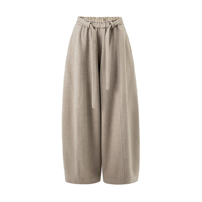 BALIANG「捌樑」 朔'northern' 花边抽绳阔腿裤加厚休闲毛呢长裤