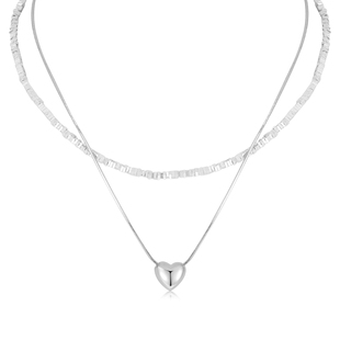 双层爱心碎银项链女2026年新款轻奢小众锁骨链简约百搭颈链配饰