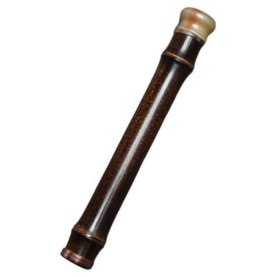 花牛角盖带隐藏香插紫竹节香筒