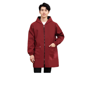 罩衣男加绒大人防水围裙摇粒绒防油长袖外穿护衣冬大褂大码工作服