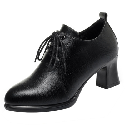 2025年系带中跟深口鞋妈妈单鞋