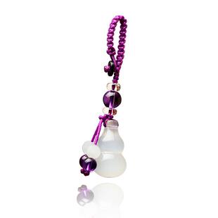 保平安天然紫水晶玉石小葫芦汽车钥匙扣手机挂件男女礼品包包挂坠