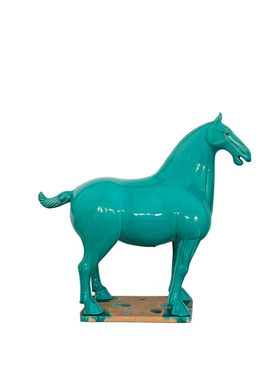 唐三彩马陶瓷中国风宝瓷蓝马工艺品摆件家居装饰品马到成功招财马