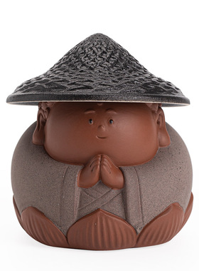 禅意紫砂小如来佛粗陶茶漏摆件
