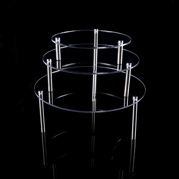 工厂批发3层亚克力蛋糕圆形甜品摆放架架展示架三件套婚礼蛋糕