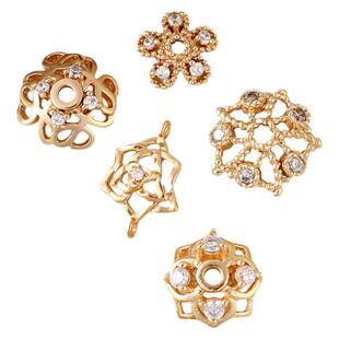 包18k金手串花托隔片配件diy水晶串珠手链隔珠金色垫片珠串小配饰