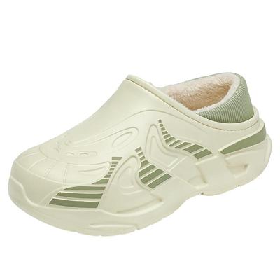 棉拖鞋男款冬季加绒保暖防寒青少年居家外穿皮毛一体厚底包跟棉鞋