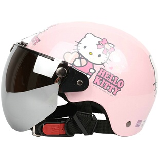 台湾EVO爱心粉哈雷电动摩托车儿童头盔防晒男女宝宝小孩安全夏季