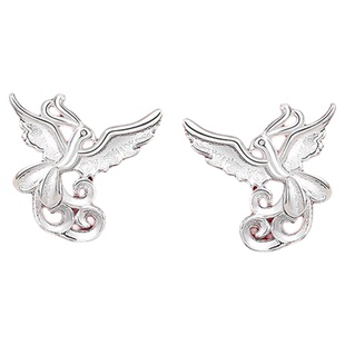 老凤祥纯银凤凰耳钉女新款轻奢足银耳饰养耳洞免摘耳棒生日送女友