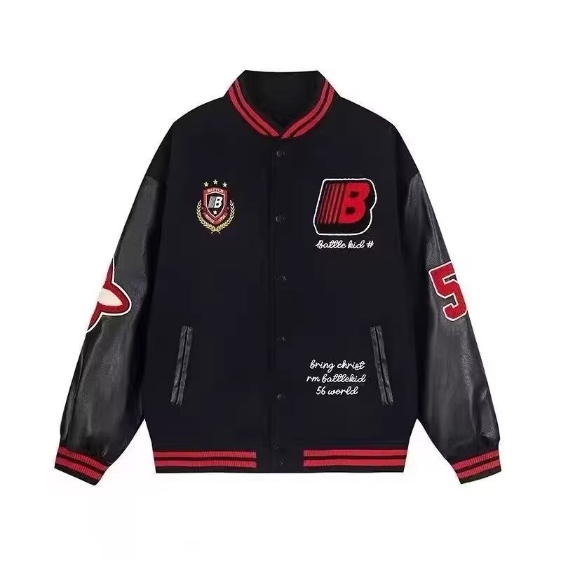 2026春秋新款棉混纺痞帅棒球服复古拼接宽松夹克百搭休闲潮流外套
