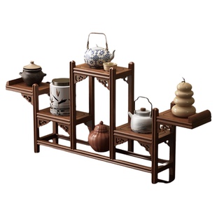 桌面博古架茶桌置物架中式实木茶杯架茶具收纳架紫砂壶茶叶展示架