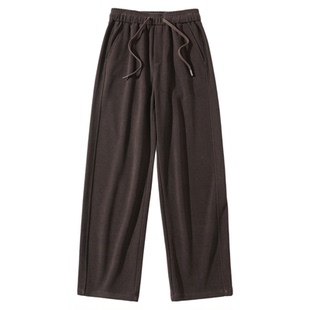 肌理感斜纹直筒卫裤男士加绒裤子2025秋季新款宽松简约百搭休闲裤