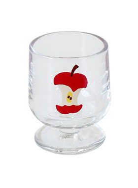 SHˇ高颜值苹果印花玻璃烧酒杯套装居家用迷你一口高脚白酒清酒杯