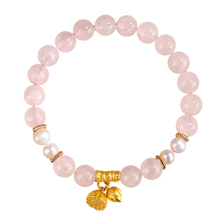 【普陀山官方】天然粉水晶好运连连手链莲蓬转运吊坠粉晶女款手串