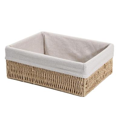 爱鹿特长方形手工编织桌面收纳盒