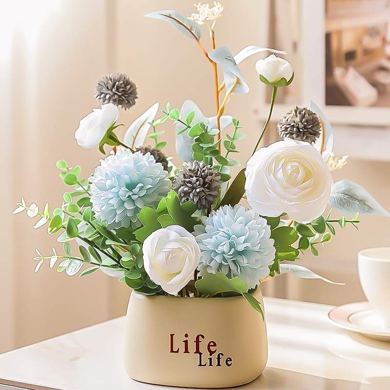 假花彷真花飘窗客厅摆设卧室房间桌面装饰花艺盆栽摆件永生干 干