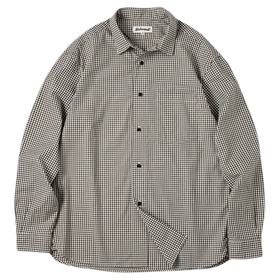 NATIVEWELL小格羊毛混纺长袖衬衫微宽松版型