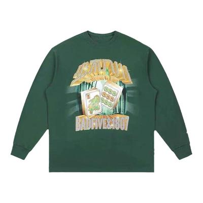 李宁X1807限定联名少不入川纯棉印花打底秋冬绿长袖T恤AHSR647