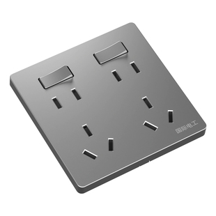 86型二开十孔插座带开关面板16A厨房2开6孔10孔墙壁暗装多孔插座