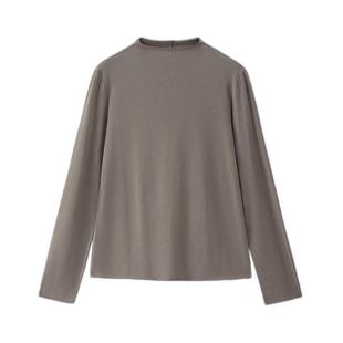 设计师款佐丹奴长袖T恤女新款舒芙蕾柔软卷边半高领上衣18325617