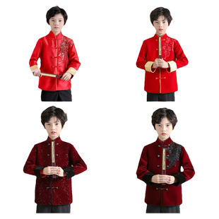 男童唐装秋款儿童古风中山装小学生中国风主持朗诵礼服套装演出服